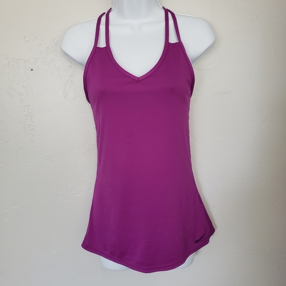 Nike Dri-Fit Medium Purple Strappy Racerback Tank Top Athletic Gym Athleisure - Picture 1 of 7